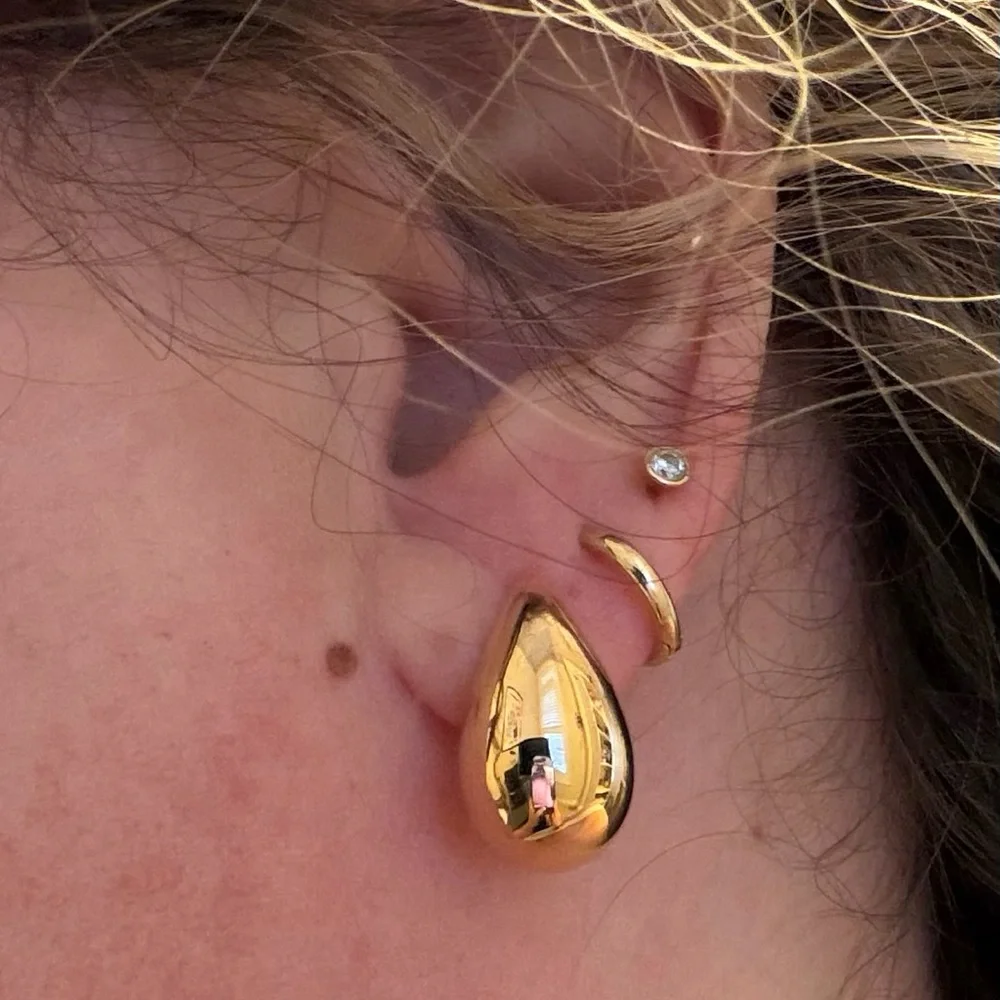 14k Gold Teardrop Earrings - Picture 2 of 8